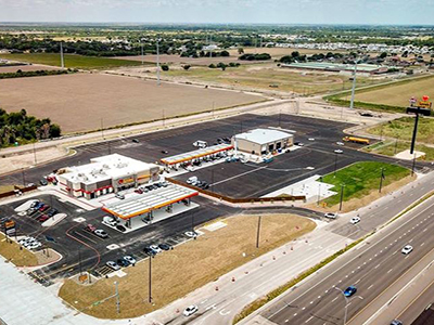 drone photo of loves travel stop in donna