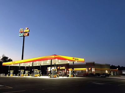 loves travel stop gas pump and exterior before dusk in sandersville mississippi