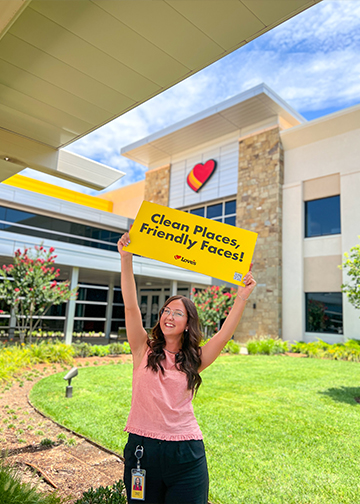 Love's intern, Tinley, outside the Love's corporate headquarters