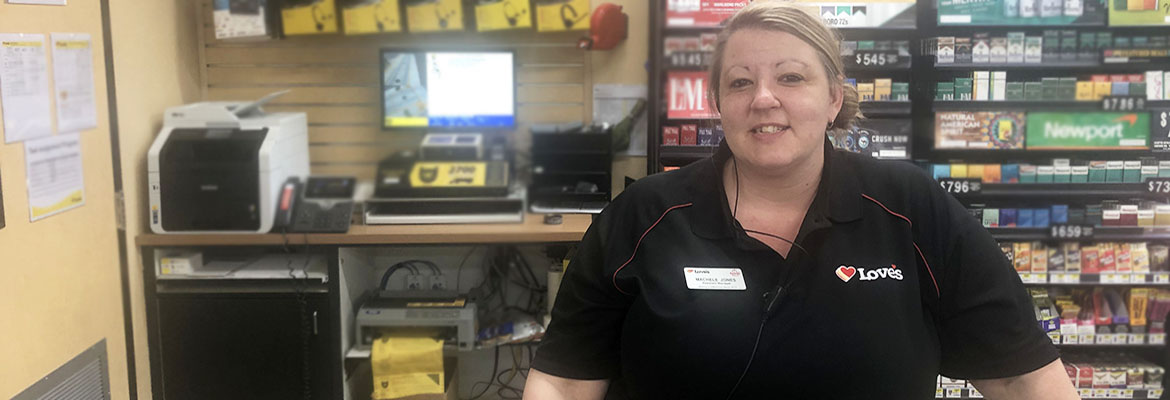 loves truck stop manager behind diesel counter